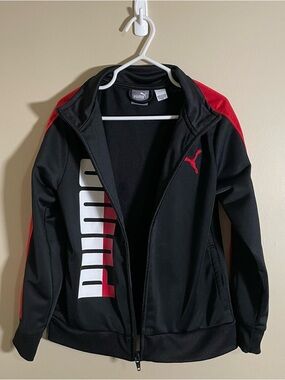 Puma Black & Red Zip-Up Boys Track Jacket